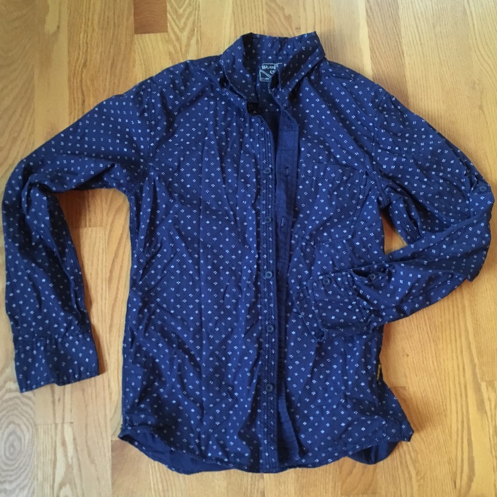 Navy Blue Button Up Long Sleeved Shirt
